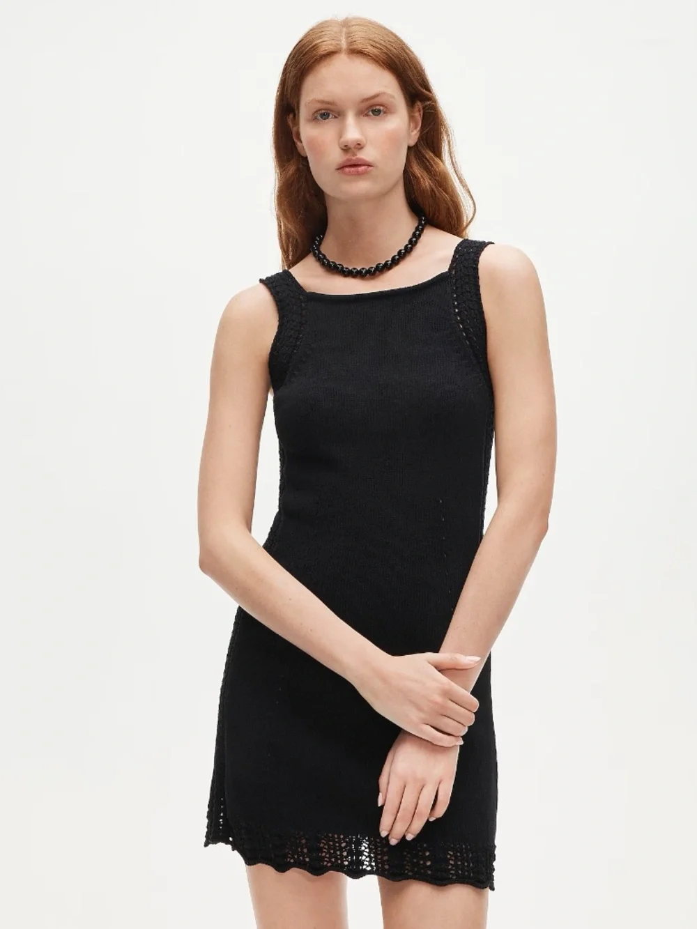 Crochet-trim shift dress